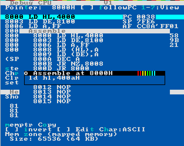 Ensamblador ZX Spectrum Marciano 15x0F